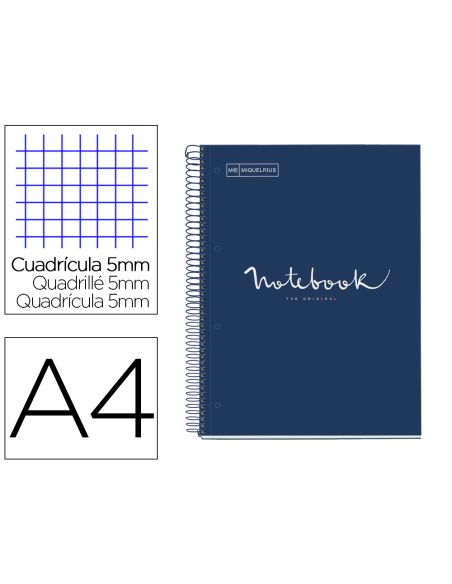 Cuaderno Espiral Miquelrius Notebook 1 Emotions Tapa Forrada Din A4 Microperforado 80 Hojas 90G/M2 Cuadro 5 Mm