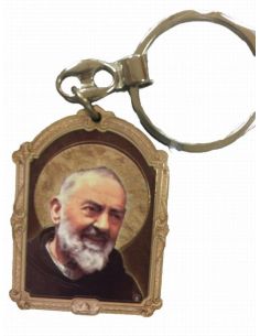 Llavero Madera Oro 7X9X0,5Cm Padre Pio