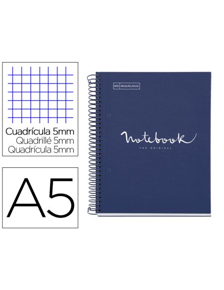 Cuaderno Espiral Miquelrius Notebook 1 Emotions Tapa Forrada Din A5 Microperforado 80 Hojas 90G/M2 Cuadro 5 Mm
