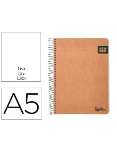 Cuaderno Espiral Liderpapel Din A5 Ecouse Tapa Cartulina Kraft Contracolada 120H Papel 100% Reciclado 80Gr Liso