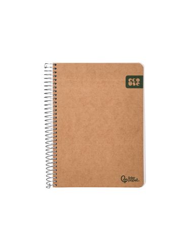 Cuaderno Espiral Liderpapel Din A5 Ecouse Tapa Cartulina Kraft Contracolada 120H Papel 100% Reciclado 80Gr Liso