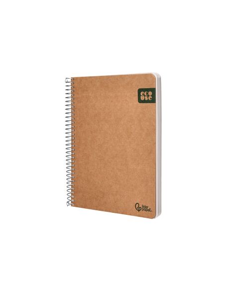 Cuaderno Espiral Liderpapel Din A5 Ecouse Tapa Cartulina Kraft Contracolada 120H Papel 100% Reciclado 80Gr Liso
