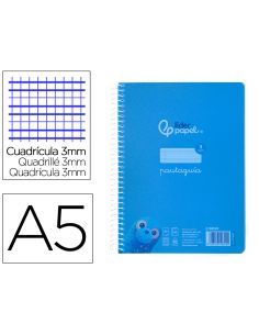 Cuaderno Espiral Liderpapel A5 Pautaguia Tapa Plastico 80H 90Gr Cuadro Pautado 3 Mm Con Margen Color Azul