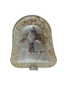 Repie Campana 7,5X8,5Cm Murano Dorado Plata Papa Francisco