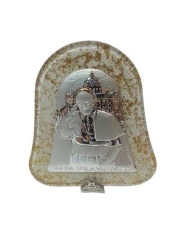 Repie Campana 7,5X8,5Cm Murano Dorado Plata Papa Francisco