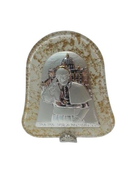 Repie Campana 7,5X8,5Cm Murano Dorado Plata Papa Francisco