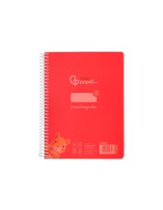 Cuaderno Espiral Liderpapel A5 Pautaguia Tapa Plastico 80H 90Gr Cuadro Pautado 3 Mm Con Margen Color Rojo 2
