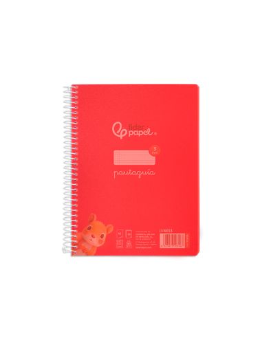 Cuaderno Espiral Liderpapel A5 Pautaguia Tapa Plastico 80H 90Gr Cuadro Pautado 3 Mm Con Margen Color Rojo