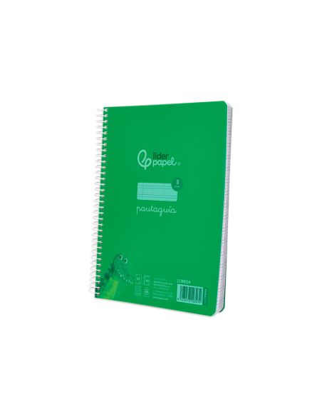 Cuaderno Espiral Liderpapel A5 Pautaguia Tapa Plastico 80H 90Gr Cuadro Pautado 3 Mm Con Margen Color Verde