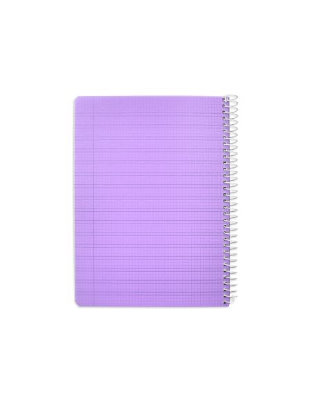 Cuaderno Espiral Liderpapel A5 Pautaguia Tapa Plastico 80H 90Gr Cuadro Pautado 3 Mm Con Margen Color Lila