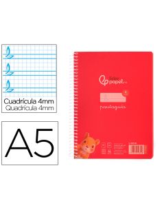 Cuaderno Espiral Liderpapel A5 Pautaguia Tapa Plastico 80H 90Gr Cuadro Pautado 4Mm Con Margen Color Rojo