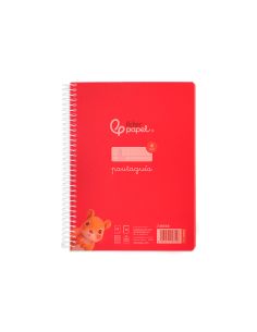 Cuaderno Espiral Liderpapel A5 Pautaguia Tapa Plastico 80H 90Gr Cuadro Pautado 4Mm Con Margen Color Rojo 2