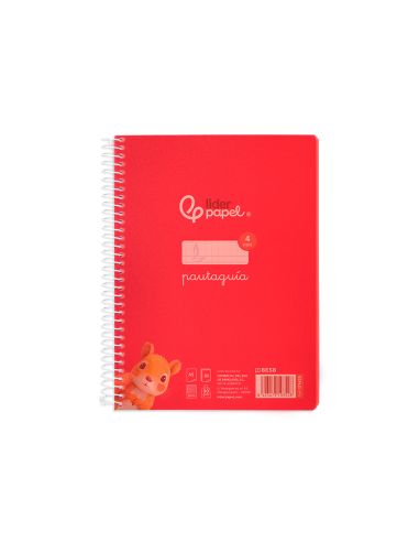 Cuaderno Espiral Liderpapel A5 Pautaguia Tapa Plastico 80H 90Gr Cuadro Pautado 4Mm Con Margen Color Rojo