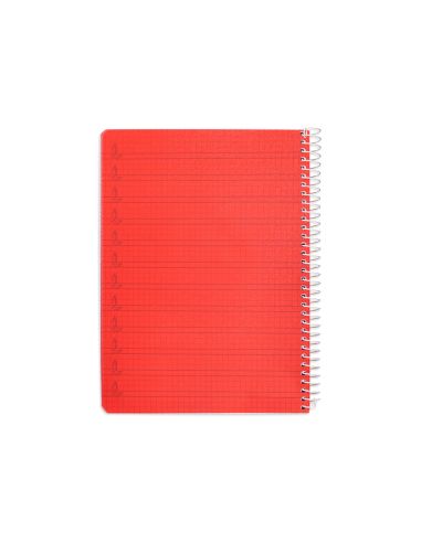 Cuaderno Espiral Liderpapel A5 Pautaguia Tapa Plastico 80H 90Gr Cuadro Pautado 4Mm Con Margen Color Rojo