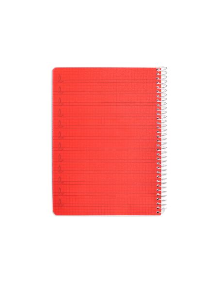 Cuaderno Espiral Liderpapel A5 Pautaguia Tapa Plastico 80H 90Gr Cuadro Pautado 4Mm Con Margen Color Rojo