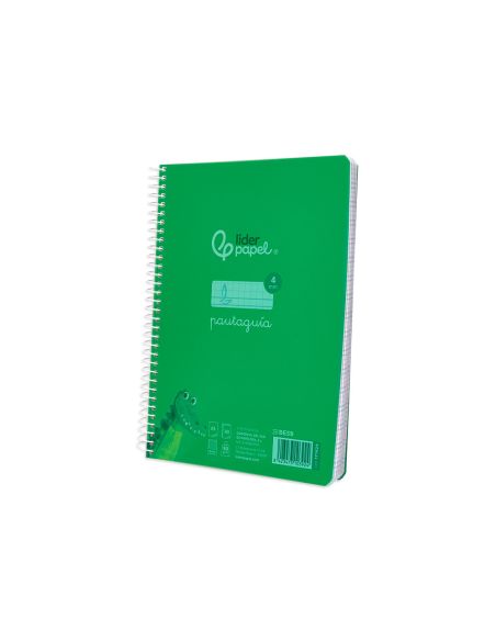 Cuaderno Espiral Liderpapel A5 Pautaguia Tapa Plastico 80H 90Gr Cuadro Pautado 4Mm Con Margen Color Verde