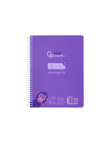 Cuaderno Espiral Liderpapel A5 Pautaguia Tapa Plastico 80H 90Gr Cuadro Pautado 4 Mm Con Margen Color Lila