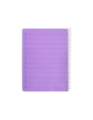 Cuaderno Espiral Liderpapel A5 Pautaguia Tapa Plastico 80H 90Gr Cuadro Pautado 4 Mm Con Margen Color Lila