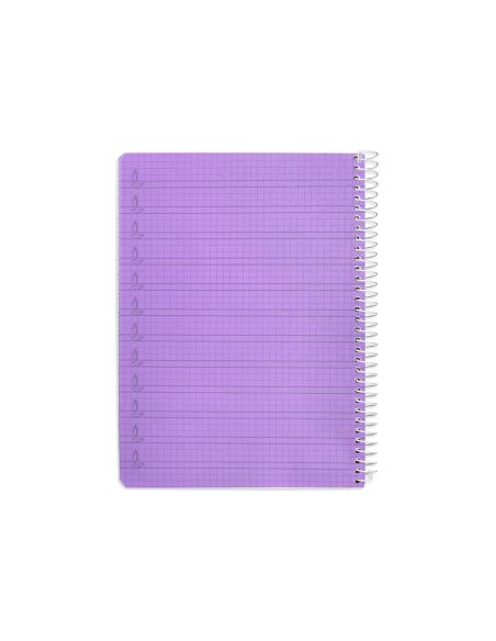 Cuaderno Espiral Liderpapel A5 Pautaguia Tapa Plastico 80H 90Gr Cuadro Pautado 4 Mm Con Margen Color Lila