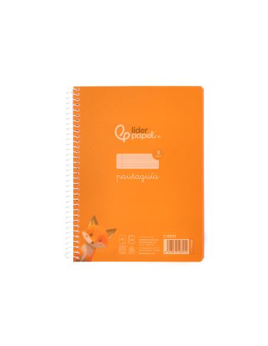 Cuaderno Espiral Liderpapel A5 Pautaguia Tapa Plastico 80H 90Gr Cuadro Pautado 3Mm Color Naranja