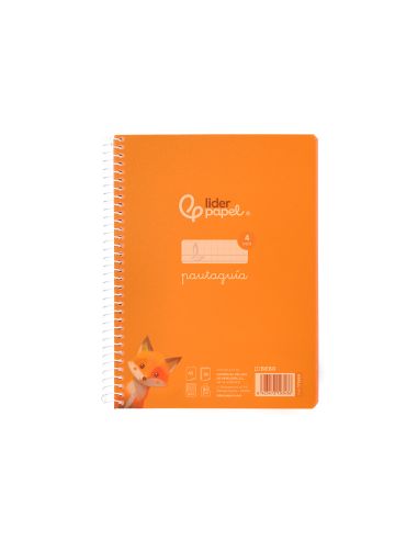 Cuaderno Espiral Liderpapel A5 Pautaguia Tapa Plastico 80H 90Gr Cuadro Pautado 4Mm Color Naranja