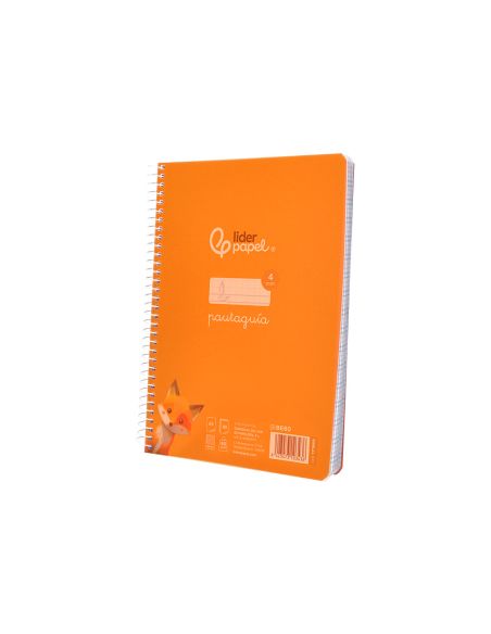 Cuaderno Espiral Liderpapel A5 Pautaguia Tapa Plastico 80H 90Gr Cuadro Pautado 4Mm Color Naranja