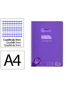 Cuaderno Espiral Liderpapel A4 Pautaguia Tapa Plastico 80H 90Gr Cuadro Pautado 3 Mm Con Margen Color Lila