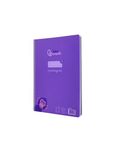 Cuaderno Espiral Liderpapel A4 Pautaguia Tapa Plastico 80H 90Gr Cuadro Pautado 3 Mm Con Margen Color Lila