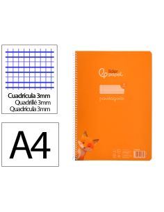 Cuaderno Espiral Liderpapel A4 Pautaguia Tapa Plastico 80H 90Gr Cuadro Pautado 3Mm Con Margen Color Naranja