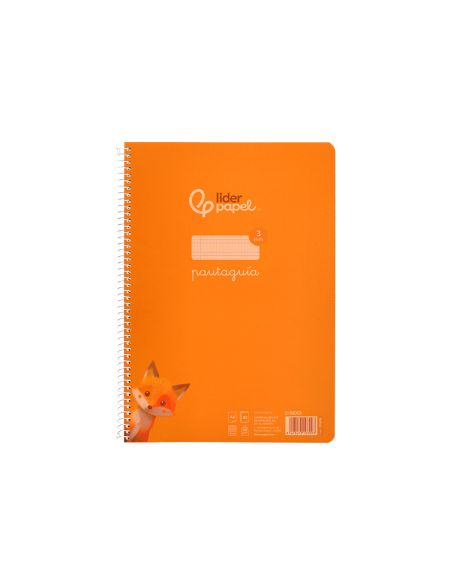 Cuaderno Espiral Liderpapel A4 Pautaguia Tapa Plastico 80H 90Gr Cuadro Pautado 3Mm Con Margen Color Naranja