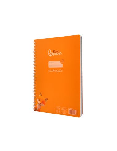 Cuaderno Espiral Liderpapel A4 Pautaguia Tapa Plastico 80H 90Gr Cuadro Pautado 3Mm Con Margen Color Naranja