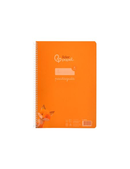 Cuaderno Espiral Liderpapel A4 Pautaguia Tapa Plastico 80H 90Gr Cuadro Pautado 4Mm Con Margen Color Naranja