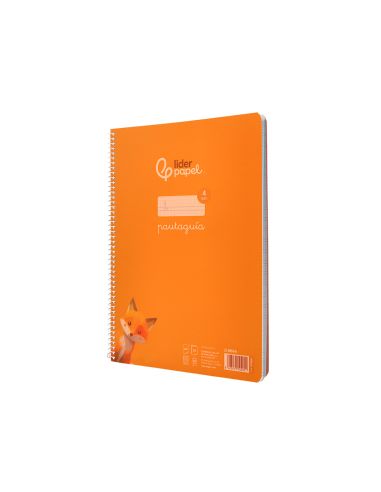 Cuaderno Espiral Liderpapel A4 Pautaguia Tapa Plastico 80H 90Gr Cuadro Pautado 4Mm Con Margen Color Naranja