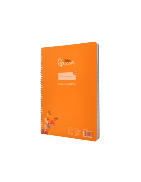 Cuaderno Espiral Liderpapel A4 Pautaguia Tapa Plastico 80H 90Gr Cuadro Pautado 4Mm Con Margen Color Naranja
