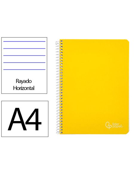 Cuaderno Espiral Liderpapel A4 Witty Tapa Dura 80H 90Gr Rayado Horizontal Con Margen Color Amarillo