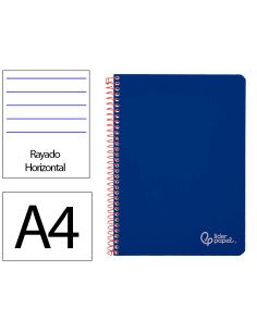 Cuaderno Espiral Liderpapel A4 Witty Tapa Dura 80H 90Gr Rayado Horizontal Con Margen Color Azul Oscuro