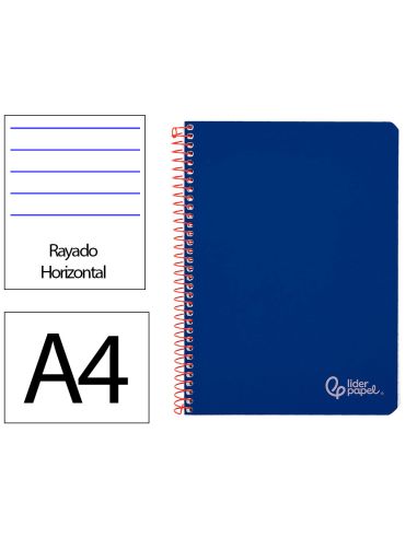 Cuaderno Espiral Liderpapel A4 Witty Tapa Dura 80H 90Gr Rayado Horizontal Con Margen Color Azul Oscuro