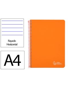 Cuaderno Espiral Liderpapel A4 Witty Tapa Dura 80H 90Gr Rayado Horizontal Con Margen Color Naranja