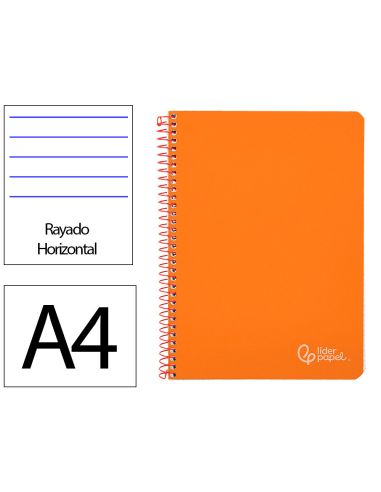 Cuaderno Espiral Liderpapel A4 Witty Tapa Dura 80H 90Gr Rayado Horizontal Con Margen Color Naranja