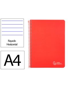 Cuaderno Espiral Liderpapel A4 Witty Tapa Dura 80H 90Gr Rayado Horizontal Con Margen Color Rojo