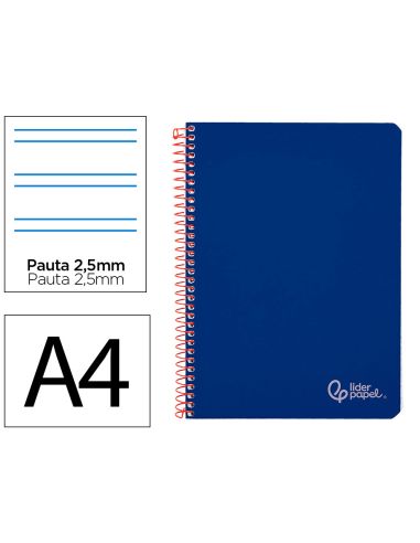 Cuaderno Espiral Liderpapel A4 Witty Tapa Dura 80H 90Gr Pauta 2,5Mm Con Margen Color Azul Oscuro