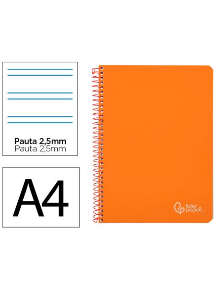 Cuaderno Espiral Liderpapel A4 Witty Tapa Dura 80H 90Gr Pauta 2,5Mm Con Margen Color Naranja