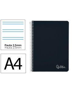 Cuaderno Espiral Liderpapel A4 Witty Tapa Dura 80H 90Gr Pauta 2,5Mm Con Margen Color Negro