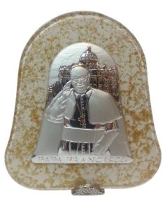 Repie Campana 11X12Cm Murano Dorado Plata Papa Francisco