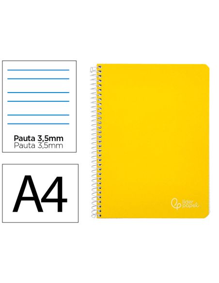 Cuaderno Espiral Liderpapel A4 Witty Tapa Dura 80H 90Gr Pauta 3,5Mm Con Margen Color Amarillo