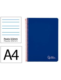 Cuaderno Espiral Liderpapel A4 Witty Tapa Dura 80H 90Gr Pauta 3,5Mm Con Margen Color Azul Oscuro