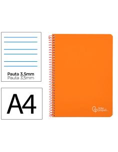 Cuaderno Espiral Liderpapel A4 Witty Tapa Dura 80H 90Gr Pauta 3,5Mm Con Margen Color Naranja