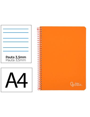 Cuaderno Espiral Liderpapel A4 Witty Tapa Dura 80H 90Gr Pauta 3,5Mm Con Margen Color Naranja
