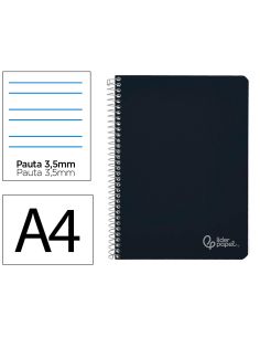 Cuaderno Espiral Liderpapel A4 Witty Tapa Dura 80H 90Gr Pauta 3,5Mm Con Margen Color Negro