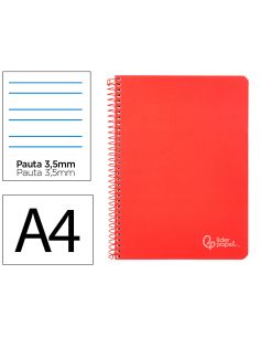 Cuaderno Espiral Liderpapel A4 Witty Tapa Dura 80H 90Gr Pauta 3,5Mm Con Margen Color Rojo